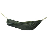 DD Hammocks camping starter package hammock in dark green, perfect for outdoor adventures and survival needs.